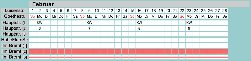 Belegungsplan Februar 2026