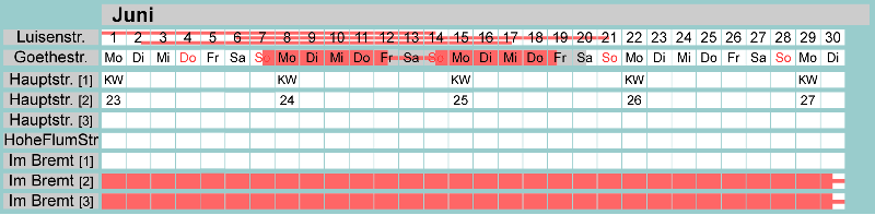 Belegungsplan Juni 2026