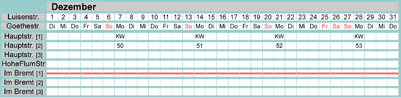Belegungsplan Dezember 2026