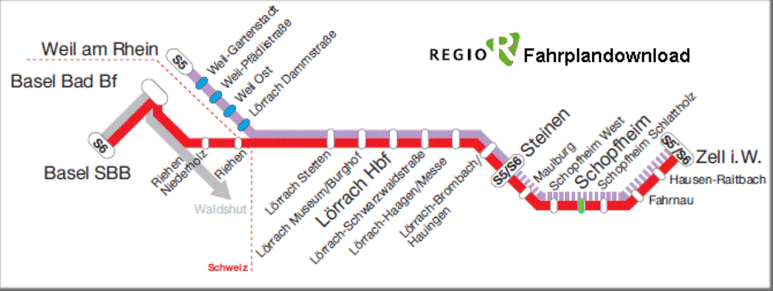 REGIO S-Bahn Verbindungen im Wiesental 