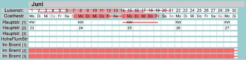 Belegungsplan Juni 2026