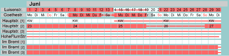 Belegungsplan Juni 2026