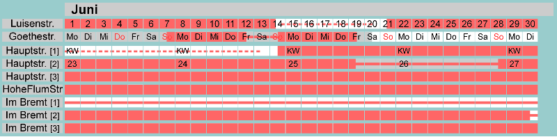 Belegungsplan Juni 2026