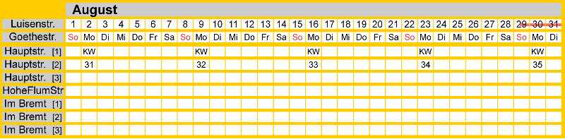 Belegungsplan August 2027