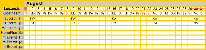 Belegungsplan August 2027
