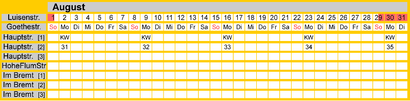 Belegungsplan August 2027